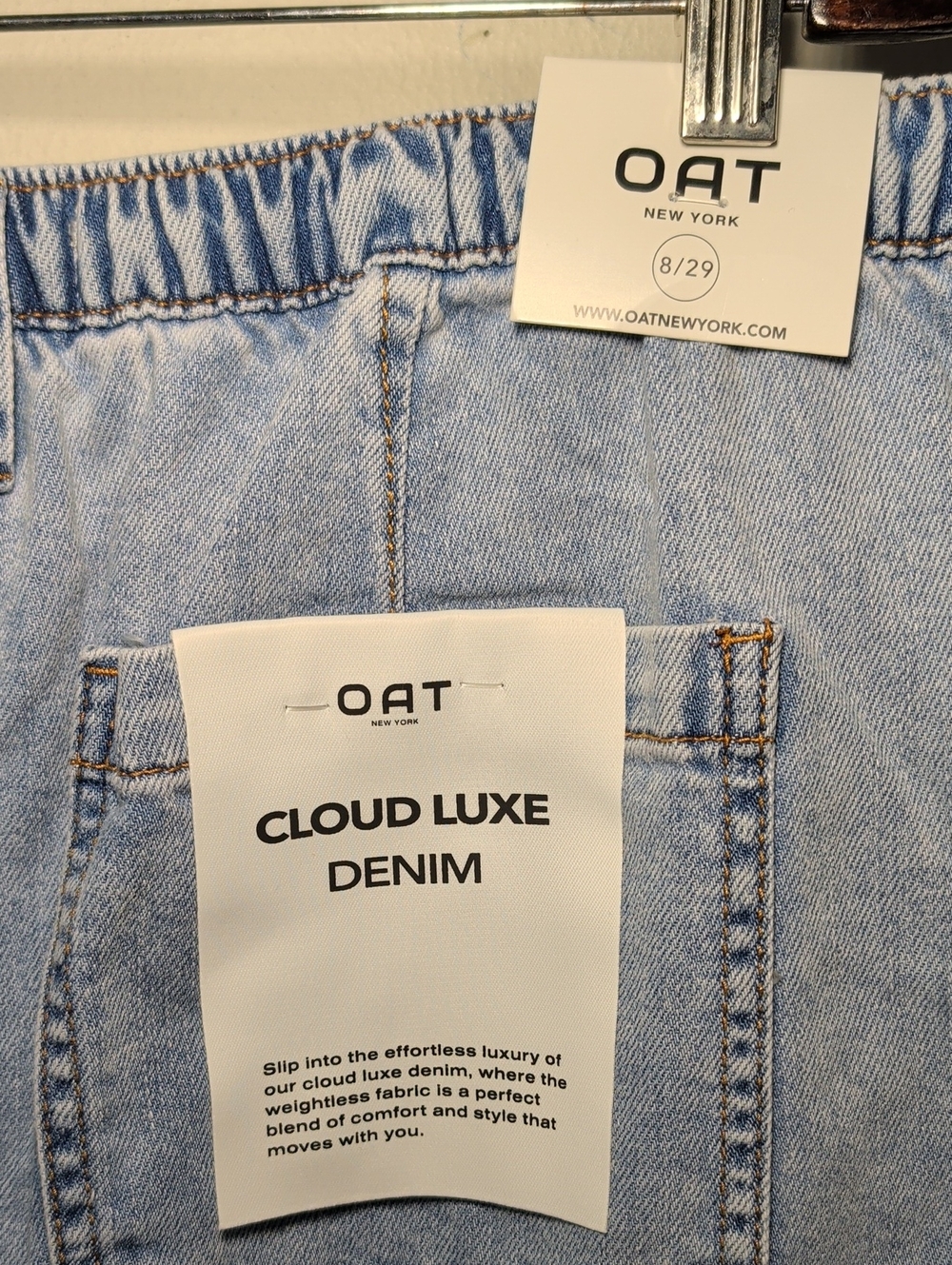 OAT New York Cloud Luxe Drawstring Wide-Leg Denim Pants Comfy Women's Size 8 - Picture 6 of 7
